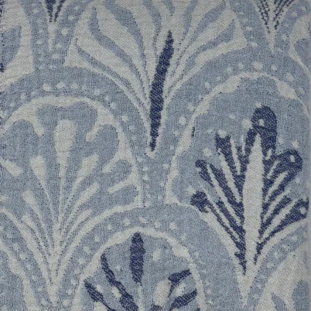 Succulents Blue Woven Organic Cotton 2-in-1 Blanket Wrap Anthropologie Holiday - Picture 7 of 17